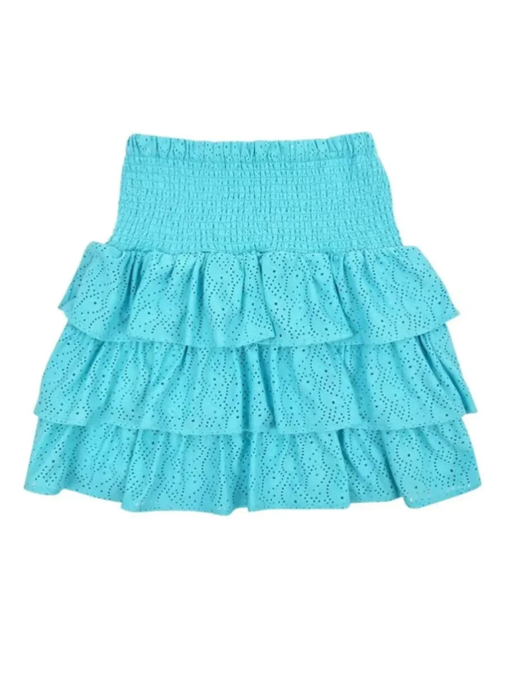 MICHAEL Michael Kors Women's Eyelet Tiered Skirt in Turquoise Size M
